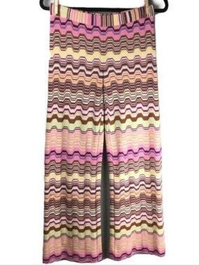 Missoni Colorful Zigzag Knit Pull-On Flared Leg Lined Pants Size 42 Medium